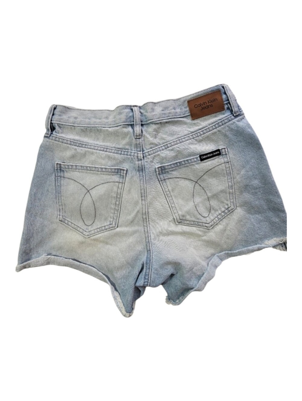 Calvin Klein Light Wash‎ High Rise Distressed Raw Hem Denim Shorts Women Size 26